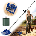 Chicken Poop Scooper & Rake, Stainless Steel Shovel Head Chicken Coop Scoop with Reuseable Yard Waste Bags, Adjustable Stainless Steel Handle 28"-68", Chicken Scooper for Chicken Coop Cleaning Tool