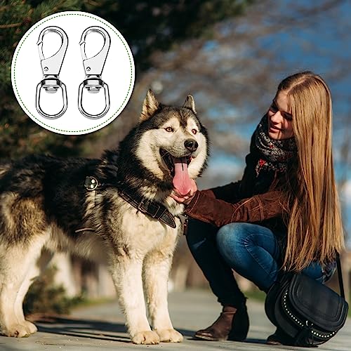 Hicarer 12 Pcs Stainless Steel Swivel Snap Hooks 3.5 Inch Heavy Duty Flag Clips Diving Clip Spring Hooks for Dog leashes Keychains Boat Ropes Bird Feeders Pet Chains