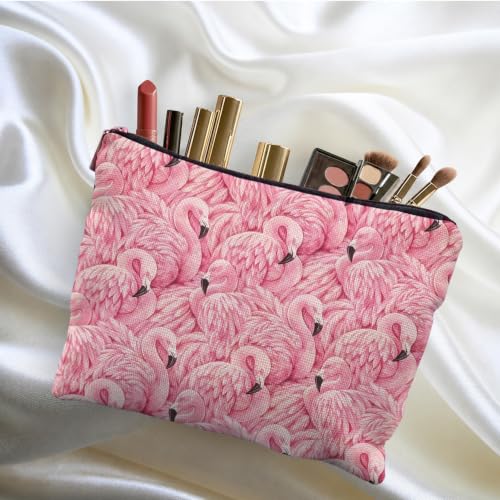 Pink Flamingo Gifts Canvas Makeup Bag for Women | Flamingo Lover Gifts, Preppy Pink Bird Canvas Cosmetic Bag Beach Bags Travel Toiletry Zipper Pouch Storage Organizer - color: Flamingo 2