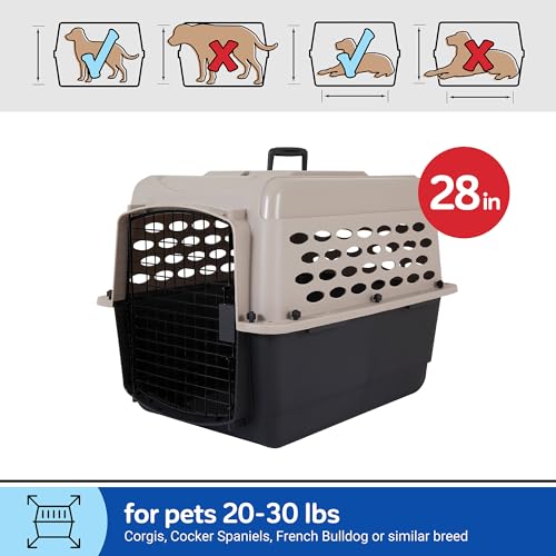 Petmate Vari Dog Kennel - Portable Dog Carriers & Crates for Medium Dogs, Airline-Friendly, Durable Plastic, Pet Carrier For Home and Travel, 28 Inches, Taupe and Black | Airline friendly pet carrier, durable plastic shell, great at home and on trips, sec