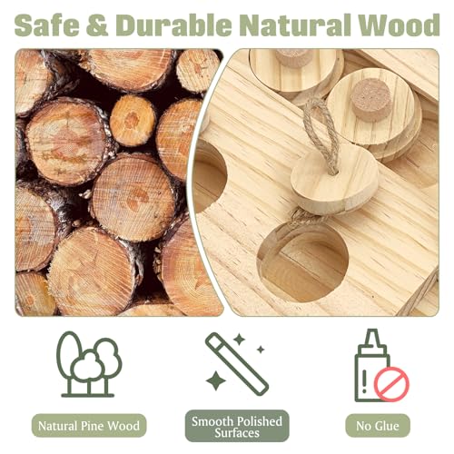 BNOSDM Wooden Bird Foraging Toys with Enrichment Puzzle for Training & Chewing Natural Wood Stand Platform Feeder Cage Accessoriesfor Small and Medium Parrots, Parakeets, Cockatiels, Sun Conures - color: 1 Pcs Bird Puzzle Toy