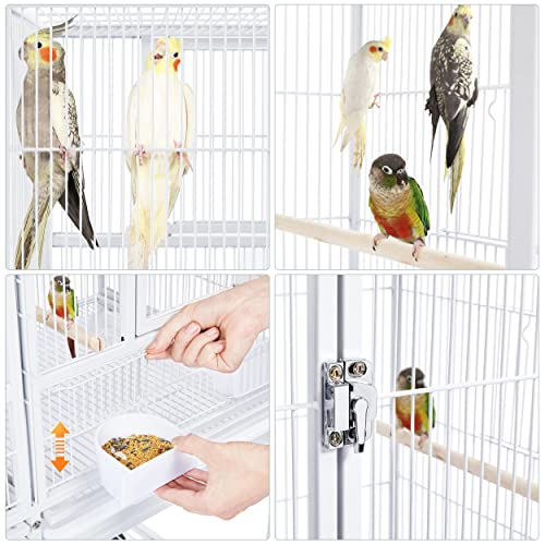 Yaheetech Stackable Divided Breeder Breeding Parakeet Bird Cage for Canaries Cockatiels Lovebirds Finches Budgies Small Parrots with Rolling Stand, White - color: White