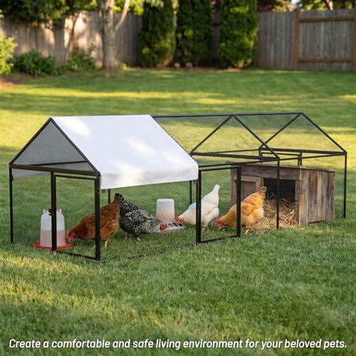 NUGRIART Metal Chicken & Duck Coop with Run – 79”x40”x40” Waterproof Poultry Cage, Portable Chicken Run, Ideal for Chicks, Hens & Ducks - size: 79"L x 40"W x 40"H