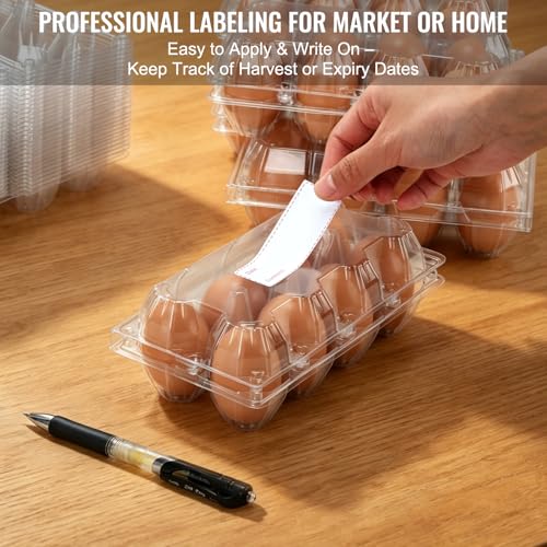 100 Pack Plastic Egg Cartons Cheap Bulk 8 Count, Clear Egg Trays 2x4 Grids | Comes with Date Tracking Stickers Egg Care Instructions, Reusable Egg Holder for Refrigerator, Family and Chicken Farm