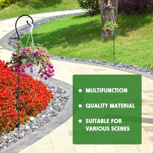 Hicarer 12 Pcs Shepherds Hooks for Outdoor 45 Inch 1/3 Bird Feeder Pole Rust Resistant Steel Shepard Hooks for Wedding Garden Bird Feeders Hanging Lanterns Solar Outdoor Lights - size: 45 Inch