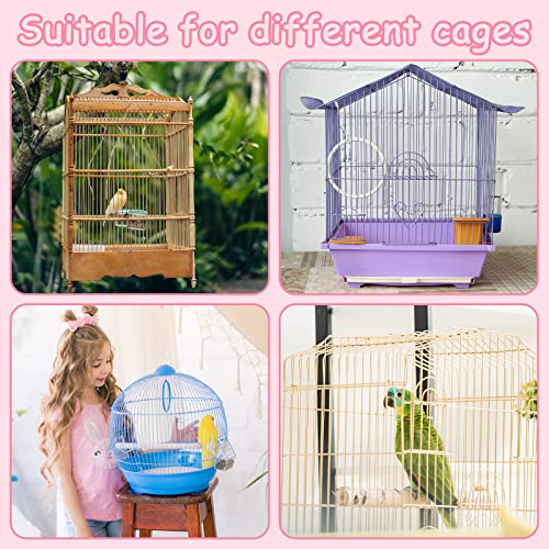 Shappy Large Bird Cage Cover, Bird Cage Seed Catcher, Adjustable Star Pattern Nylon Mesh Net for Parrot Parakeet Macaw Pet Supplies(Pink) - color: Pink
