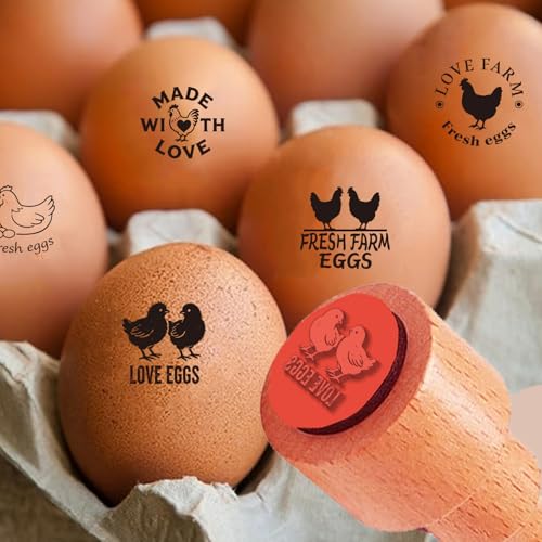 AHANDMAKER 5 Styles Small Wooden Rubber Egg Stamp Mini Love Chicken Egg Theme Stamp Unique Designs for Easter Egg Decoration DIY Making Scrapbooking Card Stamping Crafting - style: Love Chicken Egg