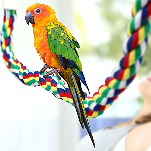 Weewooday 2 Pcs Bird Rope Perches Climbing Rope Bird Cage Accessories for Parrots, Parakeets, Cockatiels, Conures(21.6 Inch) - size: 21.6 Inch