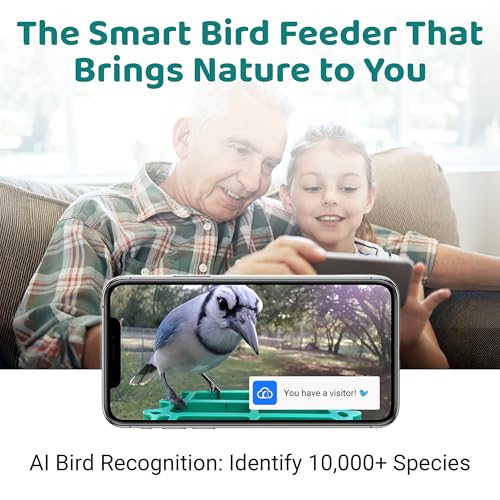 Happy Birdy Smart Bird Feeder with Camera - 2.5K HD Video, Wild Bird Feeder with Wall Mount & Pole Strap Kit, Free AI App IDs 10K+ Birds, Solar Power Panels, Infrared Night Vision, Weatherproof IP67