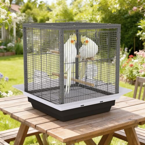 Garvee Small Bird Cage with Playground Stand, 20 Inch High Travel Bird Cage for Parrot, Parrot Carrier for Parakeet, Cockatiels, Budgies Medium Small Sized Birds