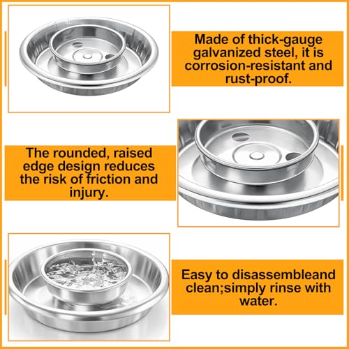 Potchen 2 Pcs Baby Chick Feeder and Waterer Base, Galvanized Steel Feeding Tray with 8 Holes, 1 Quart Compatible with Mason Jars & Standard Jars for Small Birds Chicks(Waterer) - style: Waterer