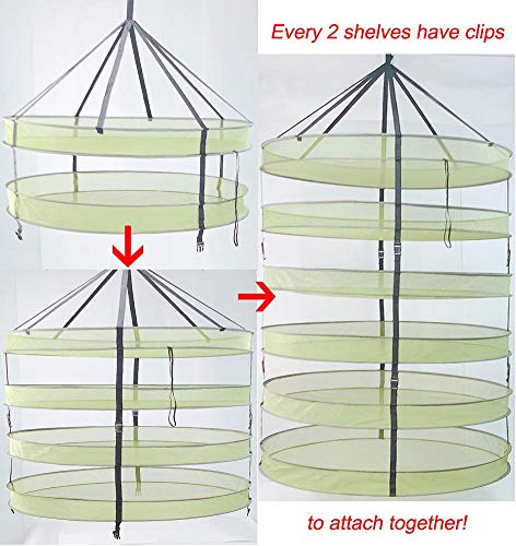 HORTIPOTS Herb Drying Rack 3 ft Hanging Dry Net 36 Inch for Curing Hydroponic Herb Vegetable Fruit Flower - size: 3.0 FT diameter