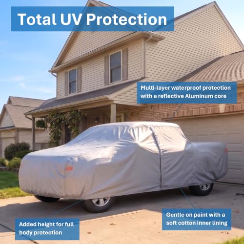EzyShade Truck Cover Waterproof All Weather. See Truck Size-Chart. Size T4 | Multi-Layer Full Outdoor Pickup Truck Covers. Rain Sun Snow UV Dust Protection. Silverado, F150, RAM 1500 - See Size Chart - color: Reflective, size: T4 - see Vehicle Size Chart