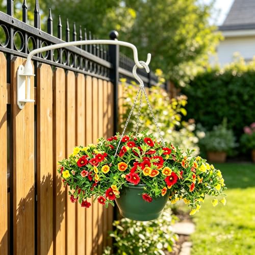 Plant Hook,12 Inch Plant Hanger Bracket Heavy Duty Wall Mounted Hooks for Hanging Bird Feeder, Flower Bracket, Anti Rust Metal Lanterns - color: White, size: 12in 1Pack