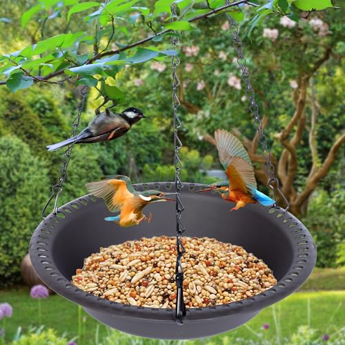 Hanging Bird Bath Bird Feeder 12 inch, 2 Pack Birdbath Tray for Garden Yard Outside, Brown - color: Brown, size: 12 inch 2pcs