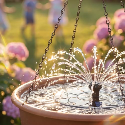 AISITIN 12" Hanging Bird Bath with Solar Fountain for Drinking & Feeding | Outdoor Solar Powered Hanging Bird Bath Fountain, Perfect for Outdoor, Gardens, Patios, and Yards