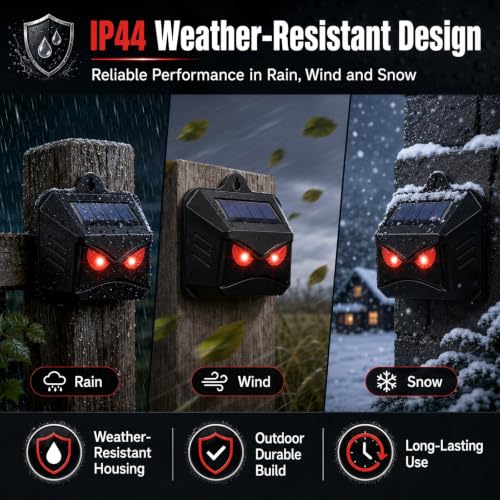 4 Pack Solar Predator Eyes Nocturnal Animal Repellent Outdoor,Auto Activate Animal Deterrent Predator Lights for Coyote,Racoon,Foxe,Skunk,Deer,Red LED Wildlife Guard for Yard, Garden,Farm,Chicken Coop