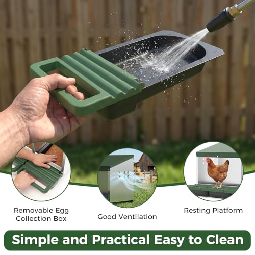 Garvee 3-Hole Chicken Nesting Box with Removable Lid, Metal Chicken Coop with Roll Away Design/Easy Egg Collection/Ventilation Holes, for Chicken Coops, Duck Coops and Hens (Green) - color: GREEN, size: 3-Hole