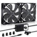 Wathai 2 x 120mm 240mm Computer Fan with AC Plug Cabinet Fan 110V 240V | Dual Ball Big Airflow 12V Cooling Fan with Variable Speed Control for External PC Case Cooling computer cabinet vent - style: 2x120mm fan