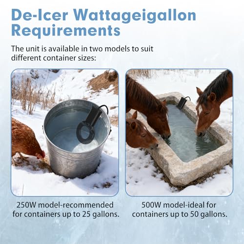3PCS 500W Utility De-Icer Heater - Cast Aluminum Thermostatic Control for Bird Bath, Chicken Waterer & Stock 9.8FT Cord Chicken Water Heater - Safe for Livestock, Wildlife