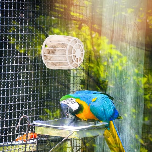 MERRYHAPY Bird Nesting Material with Basket Natural Jute and Cotton Mix Bird Nest Material for Parakeet Finch Canary Cockatiel Indoor and Outdoor Nest Building 2.87X2.87X2.55In
