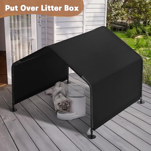 Dog Shade Shelter Outdoor 4'x4'x3' Tent for Large Medium Dogs, Outside Sun Rain Canopy Pet House for Cats Pigs Livestock with Waterproof Roof Ground Nails,Black | Outside Pet Canopy House for Livestock Pigs Cats with Waterproof Roof Ground Nails, Black -
