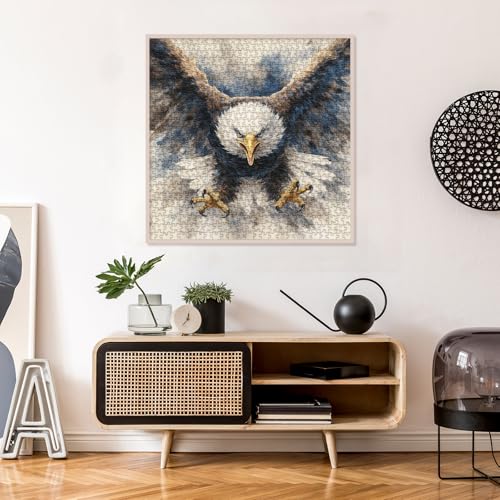 Impossible Bald Eagle Puzzles for Adults 1000 Pieces, Bird Ink Art Jigsaw Puzzles, Watercolor Animal Wildlife Puzzles - color: Pt-1315