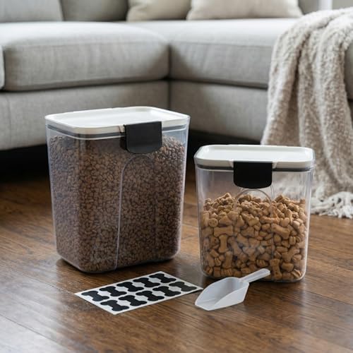 Dog Food Storage Container,4.9/2.9Qt Airtight Pet Food Storage Containers with Scoop, Plastic Cat Food Container with a Stickers & Pen,Dog Treat Container for Dog & Cat Treats,Bird Seed,BPA Free