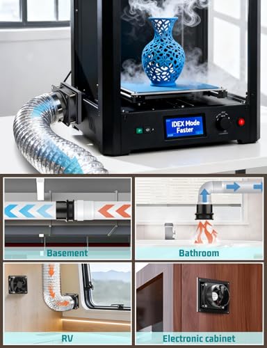 80mm Small 4 Inch Exhaust Fan with Duct, 12v Fan with Speed Control | DC Brushless Fan, Dual Ball Bearing, Small Fume Extractor, Axial Fan for Soldering 3D Printer Enclosure DIY Vent Paint Booth - size: 80mmx25mm 1 duct