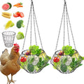 Hanging Chicken Feeder 6.5in, Foldable Poultry Treat Dispenser Ball | Chicken Enrichment Toys With 17in Hanging Chain, Poultry Feeding Equipment Rat Proof for Chicken/ Hens/ Duck/ Rabbits Coop - size: 2 Pack