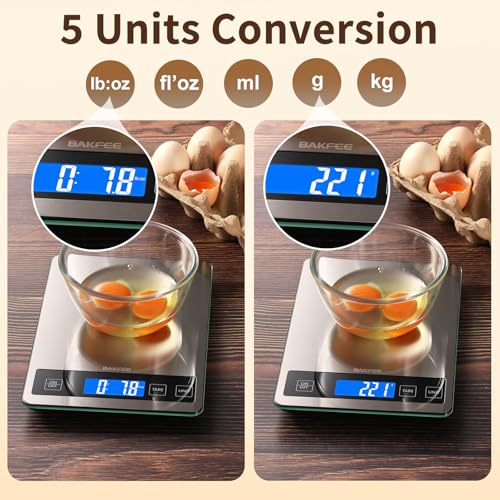 Food Scale, 33lb Kitchen Scale with 1g Precision, for Cooking, Black | Premium Stainless Steel & Tempered Glass, Splash-Resistant Sturdy Surface, 5 Units, Tare, Baking & Meal Prep - color: Non-Rechargeable-Black