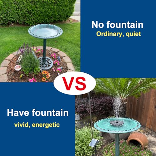 Bird Bath with Solar Fountain, 20in Copper Bowls for Outdoors Garden Yard | 100% Solar Auto-start Pump, 6 Spray Nozzles, Rustproof Plastic, Holds 1.58gal Water, Attracts Birds & Butterflies, 28in Tall - color: Copper Bird Bath