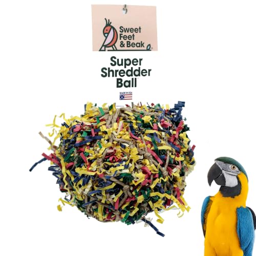 Sweet Feet and Beak Shredder Ball, Medium, 5" Bird Shredding & Foraging Toy | Stuffed with Shredded Paper & Wood Toys, Encourages Foraging, Climbable Design, Available in 3 Sizes, Bird Perch Toy - size: 5 inch