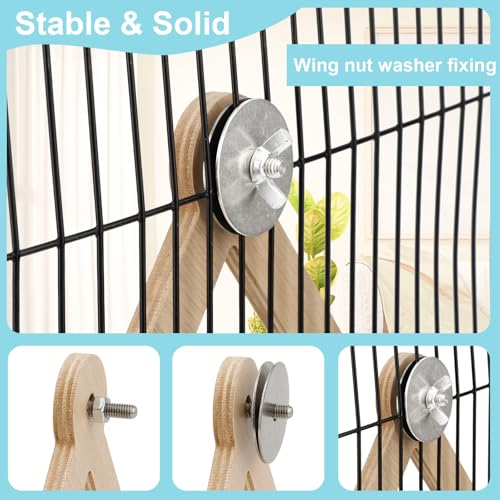 Bird Swing Toy Multilayer Bird Playground Natrual Wooden Activity Toy for Parakeets, Cockatiels, Conures, Lovebirds Cage Perch Stand with Chew Toys & Climbing Ladders (9.4x3.9x7.9 Inch)