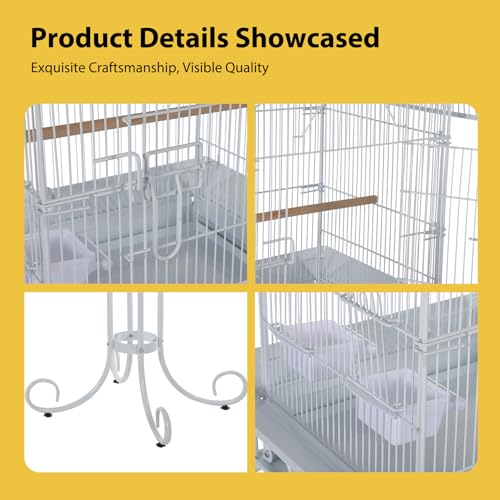 58 Inch Vintage Scrolled Bird Cage - Heavy Duty Wrought Iron (25Lbs) with Non-Toxic Coating - Elegant Victorian Style for Cockatiels, Parakeets, Finches & Lovebirds