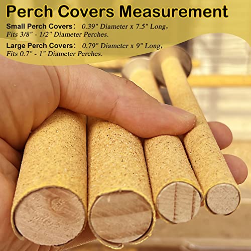 S&X 24-Pack Sand Perch Covers for Parakeets Canaries Finches & Other Small Birds, Bird Perch Covers Sandpaper - size: Small Perch Covers x24