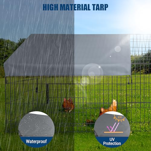 Large Metal Chicken Coop – 86" x 40" x 40" Outdoor Poultry Cage with Waterproof Cover, Heavy Duty Chicken Runs for Hens, Ducks & Rabbits, All-Weather Backyard Poultry Enclosure & Pet Playpen