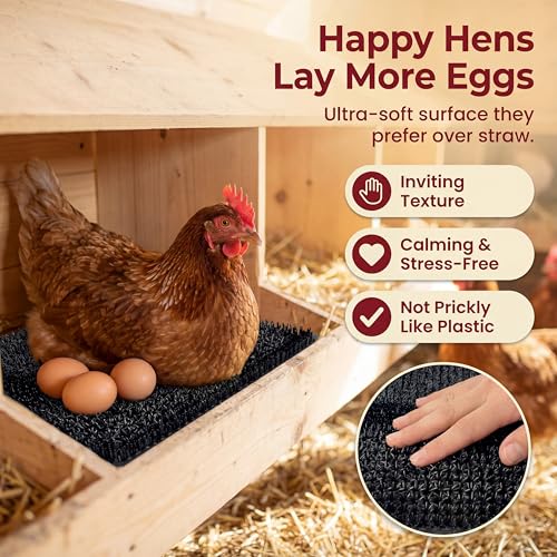 8 Pack Ultra Soft Washable Chicken Nesting Pads for Chicken Coop — Premium Food Grade Mats — 100% BPA Free — Durable & Easy to Clean Reusable Nesting Pads - size: 8 Pack
