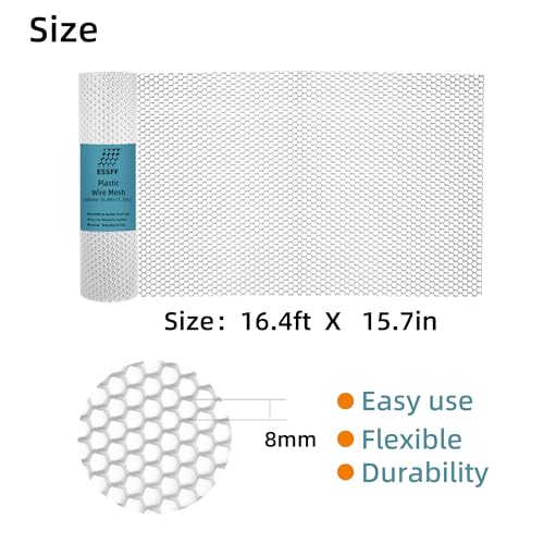 Pet & Garden Safeguard - 15.7IN x 16.4FT Roll - White Plastic Netting, Multi-Use Decorative Fencing for Poultry, Dogs, Rabbits,Chicken and Snake Barrier - color: White-16.4ft×15.7in