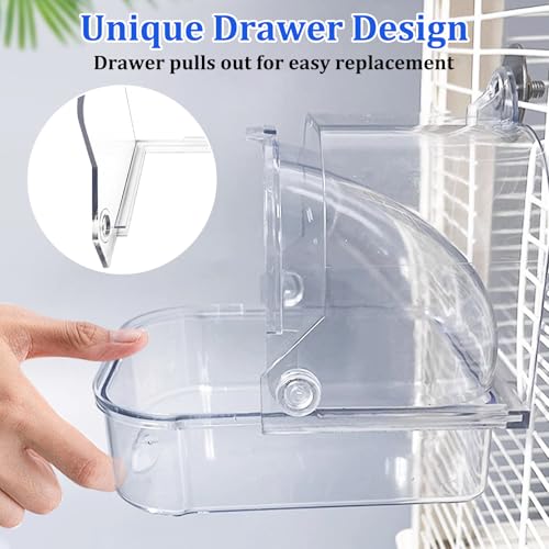 Tfwadmx Bird Cage Bath Hanging Parrot Bath Tub Water Shower Food Feeder Holder Tray Bird Bath Supplies for Small Birds Canary Budgies Cockatiel Lovebirds (Transparent) - color: Transparent
