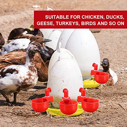 Patelai Chicken Water Cups, Chicken Waterer Cups Summer Water Feeder Cup 3/8 Inch Thread Automatic Filling Waterer Poultry Drinking Bowl for Duck Turkey Bunny(Red,48 Pieces) - color: Red