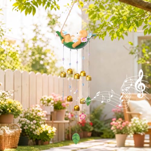 Dog Wind Chime for Outside, Resin Wind Bells for Garden Decor | 29" Wind Chimes Outdoor with Resin Dog Statues and 8 Metal Bells, Soothing Tone Wind Bell Chimes, Housewarming Gifts - size: Dog