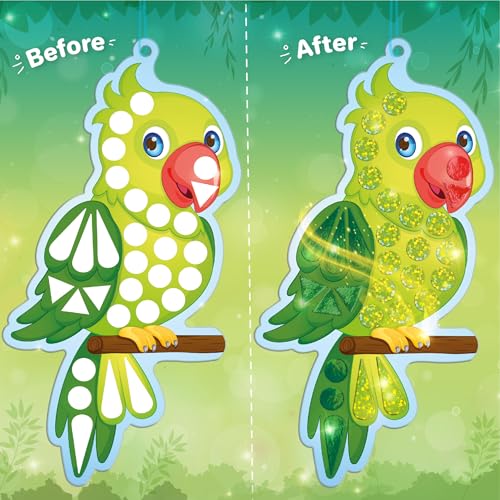 Imagimake Mirror Mosaic - Birds, 5 Templates, 450+ Stickers | Mess-Free Craft Activity, Screen-Free Creative Art Kit for Kids, Birthday Gift for Boys & Girls Ages 3,4,5,6,7 Years Old - style: 6. Birds