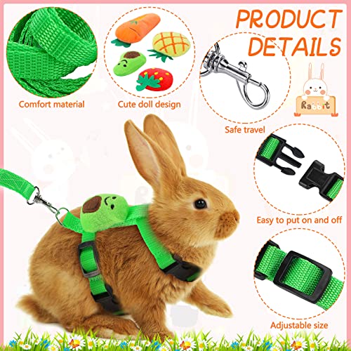 Tondiamo 4 Pcs Adjustable Bunny Harness and Leash Set for Small Pet,Fruit | Cute Vest Harnesses, for Rabbits Ferrets Guinea Pig Kitten Puppy, Small Pet Supply, Adjustable Straps, Fruit Design - color: Fruit