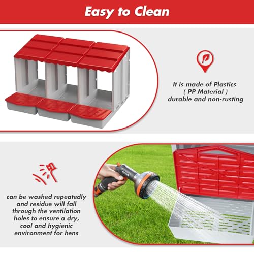 3 Hole Chicken Nesting Box with Rolling Egg Collection Design | Rolling Egg Collection & Protection Nesting Boxes, Avoid Broken Eggs, Ideal for Coops, Backyard & Family Chicken Raising ﻿ - size: 34.2"L x 20.1"W x 18.3"H