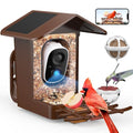 PeckCam® Bird Feeder with Camera Solar Powered 2K Live Video Auto Capture | AI Bird Species Identification, Instant App Alert, IP65 Waterproof, Easy Setup, Backyard Bird-Watching, Gift for Bird Lovers - color: Light Brown