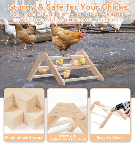 PETSFIT Baby Chick Roosting Bar, Anti-Rotation, Solid Wood, for Brooder | Fits Chicks and Small Birds, Thickened Wooden Perch, Safe for Brooder and Coop, Easy to Assemble and Clean, Non-Toxic Wood