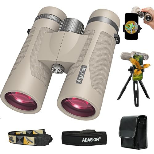 8x42 Binoculars for Adults High Powered with Phone Adapter & Tripod | Super Bright BAK4 Prism, Waterproof, for Bird Watching Cruise Travel Safari Hunting Hiking Sports - color: Khaki