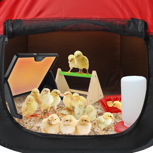 Chicken Brooder Box for Chick Starter Kit, 12.8 * 17.8 inch Large Brooder Heating Plate, Brooding Up to 30 Baby Chicks, Chicks Feeder＆Waterer, Nesting Pad, Perch, All-in-1 Chicken Brooder Set