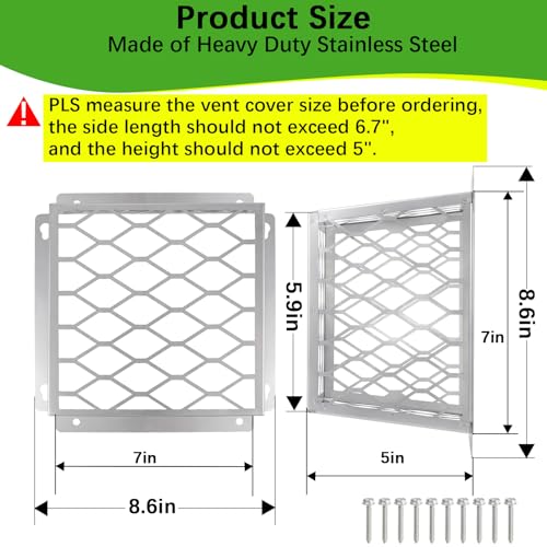 Dryer Vent Bird Guard,Dryer Vent Cover Outside for 3-4 inch Vent Hoods | Universal Outdoor Bird Guard for Dryer Vent & Bathroom Exhaust,Stainless Steel Bird Cage 7"Lx7"Wx5"H,Prevent Bird From Enter - size: 7"Lx7"Wx5"H, style: Stainless Steel-1PCS